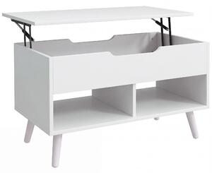HOMCOM Tavolino da Caffè con Piano Sollevabile e Spazio Nascosto, 75 cm Bianco Punzonato | Aosom Italy