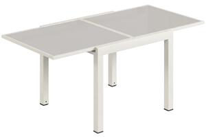 Outsunny Tavolo Estensibile in Alluminio per Esterni, Piano in Vetro Temperato, Bianco Crema. | Aosom Italy