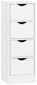 HOMCOM Mobile Bagno Salvaspazio con 4 Cassetti e Maniglie Intagliate Stile Nordico, 29x29x83 cm, Legno Naturale | Aosom Italy