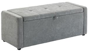 HOMCOM Cassapanca 142L Pouf Contenitore, Seduta Ampia Imbottita, in Lino, Capacità 200 kg, Grigio Chiaro | Aosom Italy
