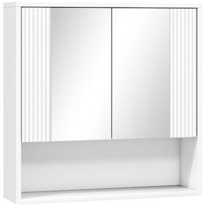 HOMCOM Armadietto Bagno da Parete con Ante Specchiate, Ripiano Regolabile e Mobiletto Ante Soft-close, Bianco | Aosom Italy