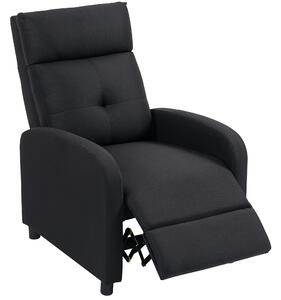 HOMCOM Poltrona Reclinabile 155° max in Tessuto Effetto Lino Grigio con Poggiapiedi, 67x87x98 cm, Nero | Aosom Italy