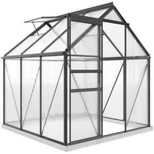 Outsunny Serra in Policarbonato e Alluminio con Porta a Battente e Finestra a Tetto, 3.6㎡, Grigio | Aosom Italy
