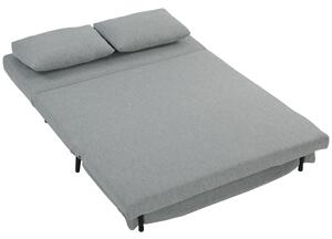 HOMCOM Divano Letto 2 Posti 3 in 1 in Tessuto Effetto Lino con 2 Cuscini, Struttura in Eucalipto, Grigio Chiaro | Aosom Italy