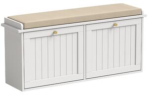 HOMCOM Panca Portascarpe, Mobile Ingresso, Cuscino Imbottito, 2 Cassetti Ribaltabili, 8-10 Paia Scarpe | Aosom Italy
