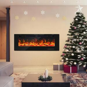 Jayseuw 750W/1500W caminetto elettrico 50 pollici - Fuoco d'atmosfera effetto fiamma 3D - Protezione contro il surriscaldamento Incluso telecomando e app di controllo