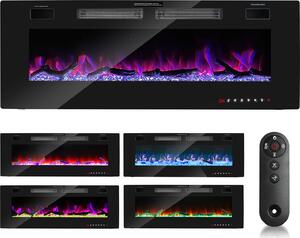 Caminetto elettrico Jopassy con riscaldamento e fuoco aperto a LED - Fuoco artificiale - Caminetto elettrico 1500W - 127 cm - Caminetto elettrico - con protezione da surriscaldamento