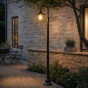 Lampada da esterno Lindby Bilma, a 1 braccio, color ruggine, 220 cm, vetro, IP65 Bilma Lindby, dimmerabile, Marrone / Ruggine, Alluminio, Moderno