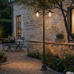 Lampada da esterno Lindby Bilma, a 3 luci, color ruggine, 220 cm, vetro, IP65 Bilma Lindby, dimmerabile, Marrone / Ruggine, Alluminio, Moderno