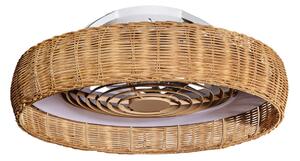 Ventilatore da soffitto LED Kilimanjaro, CCT, rattan Mantra Iluminación, Kilimanjaro, dimmerabile, Legno, Soggiorno, Legno