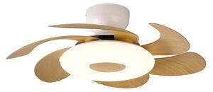 Ventilatore da soffitto LED Flower in legno con motore a corrente continua Mantra Iluminación, Flower, dimmerabile, Legno, Soggiorno, Plastica, Moderno