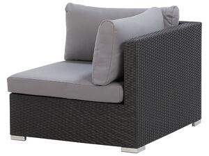 Set di divani da giardino in 2 pezzi Nero con cuscini grigi Tavolino da caffè angolare a 5 posti destro Beliani