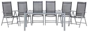 Set da pranzo da giardino in 7 pezzi Tavolo da pranzo in alluminio Nero con 6 sedie pieghevoli Beliani