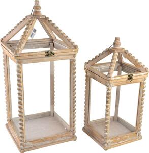 Set di lanterne in legno LOKKE Lokke 28x28x65 cm e 21,5x21,5x50,5 cm, colore naturale, 2 pezzi