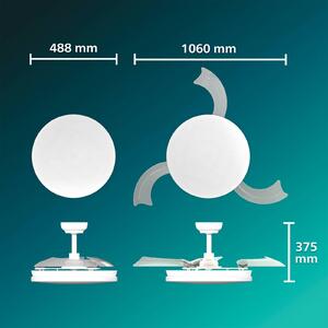 Philips Ventilatore da soffitto LED Solr, bianco, CC, silenzioso, CCT dimmerabile, Bianco / Opale, Soggiorno / Sala da pranzo, Metallo, Moderno