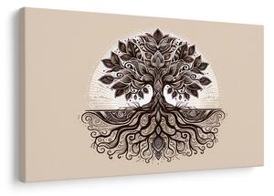 Quadro su tela – Elegante albero della vita con radici