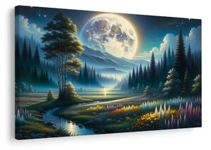 Quadro su tela – Valle magica alla luce della luna