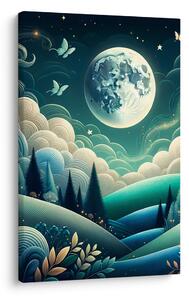 Quadro su tela – Natura fiabesca con luna piena