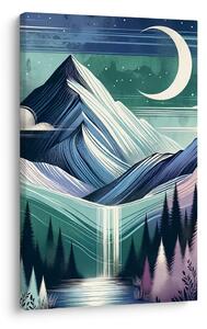 Quadro su tela – Bosco e montagne di notte