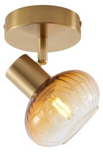 Faretto da soffitto moderno oro con vetro ambra rotondo - Teddy