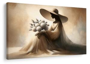 Quadro su tela – Silhouette di donna con fiori