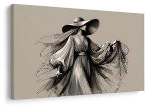Quadro su tela – Donna con vestito e cappello