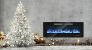 Caminetto elettrico 750 / 1500 W con riscaldamento, fuoco aperto, effetto fiamma, telecomando, illuminazione a LED e timer - Caminetto elettrico