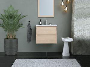 Mobile per bagno sospeso con lavabo da incasso 60 cm Placcatura rovere - MILIPAM