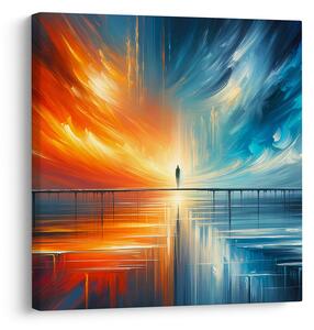 Quadro su tela – Figura sul molo tra cielo e terra