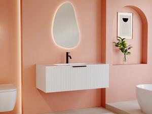 Mobile bagno sospeso con scanalature con lavabo ad incasso Bianco 100 cm - PALIRO