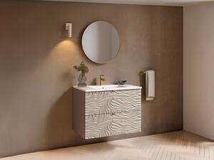 Mobile bagno sospeso testurizzato con lavabo da incasso Beige 80 cm - RINAREL