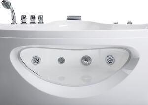 Vasca Idromassaggio Angolare Bianco Sanitario Acrilico con Luci LED 10 Getti Massaggio 205 x 146 cm Stile Moderno Beliani