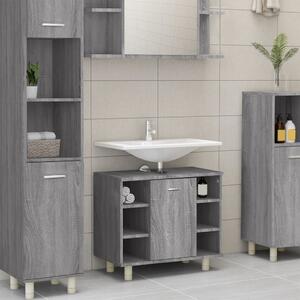 3 pz Set Mobili da Bagno，Armadietto da bagno，Mobiletto Bagno Grigio Sonoma  in Legno Multistrato