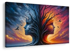 Quadro su tela – Albero della vita e volti