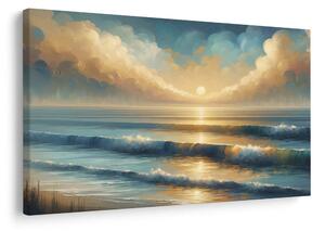 Quadro su tela – Alba dorata sul mare