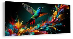 Quadro su tela – Colibrì ed esplosione di colori