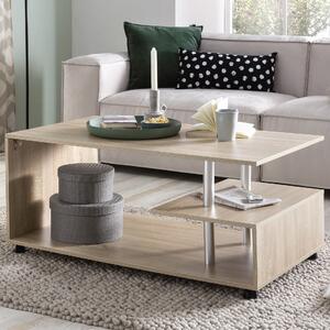 FineBuy Tavolino da caffè Sonoma, 105 x 48,5 x 60 cm, girevole, con rotelle, tavolino per il soggiorno, tavolino da caffè, tavolino da divano, tavolino da lounge, in legno, con spazio contenitivo