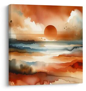Quadro su tela – Tramonto rosso sopra il paesaggio