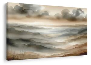 Quadro su tela – Paesaggio nella nebbia e marrone