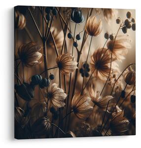 Quadro su tela – Fiori di prato in luce marrone