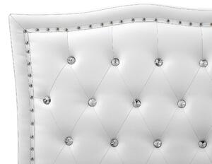 Letto 180 x 200 cm in ecopelle bianca da 1,80 con cornice imbottita bottoncini in cristallo con finiture per la testa dei chiodi Beliani