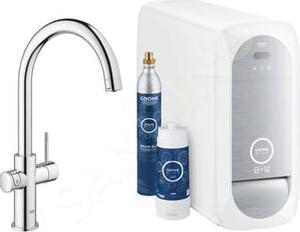 GROHE Miscelatore Cucina con Sistema di Depurazione Acqua e Raffreddamento Rubinetto Monocomando Canna Alta a "C" colore Cromo + Starter KIT - 31 4