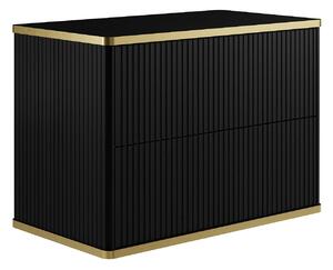 Mobile sotto lavabo per il bagno scanalato con profilo Dorato Nero L80 cm - KELIZA