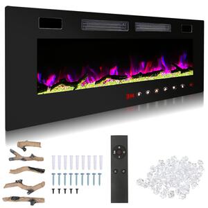 Jayseuw Caminetto elettrico da 50 pollici 750W/1500W - Fuoco d'atmosfera - Effetto fiamma 3D - Protezione contro il surriscaldamento - Incluso telecomando e app di controllo
