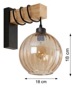 Brilagi - Lampada da parete WOOD GLASS 1xE27/60W/230V pino/nero/marrone fumé