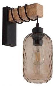 Brilagi - Lampada da parete WOOD GLASS 1xE27/60W/230V pino/nero/marrone fumé