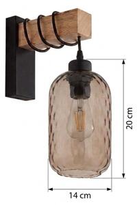 Brilagi - Lampada da parete WOOD GLASS 1xE27/60W/230V pino/nero/marrone fumé