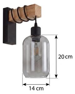 Brilagi - Applique WOOD GLASS 1xE27/60W/230V pino/nero/grigio fumé