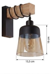 Brilagi - Lampada da parete WOOD GLASS 1xE27/60W/230V pino/nero/marrone fumé