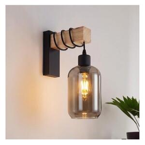 Brilagi - Applique WOOD GLASS 1xE27/60W/230V pino/nero/grigio fumé